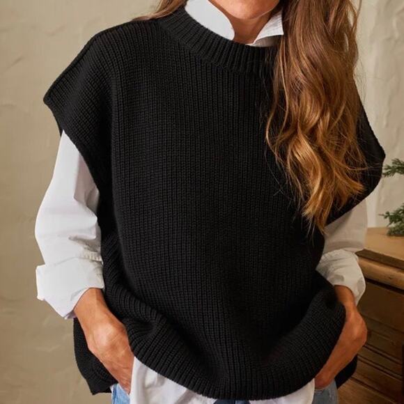 Frank & Eileen Montecito Black Pure Italian Cotton Knit Sweater Vest Size Small - Picture 4 of 13